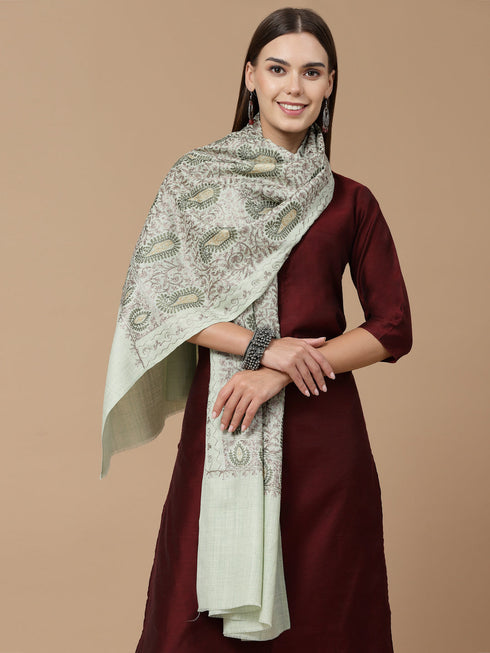 Women's Aari Embroidery Wool Shawl